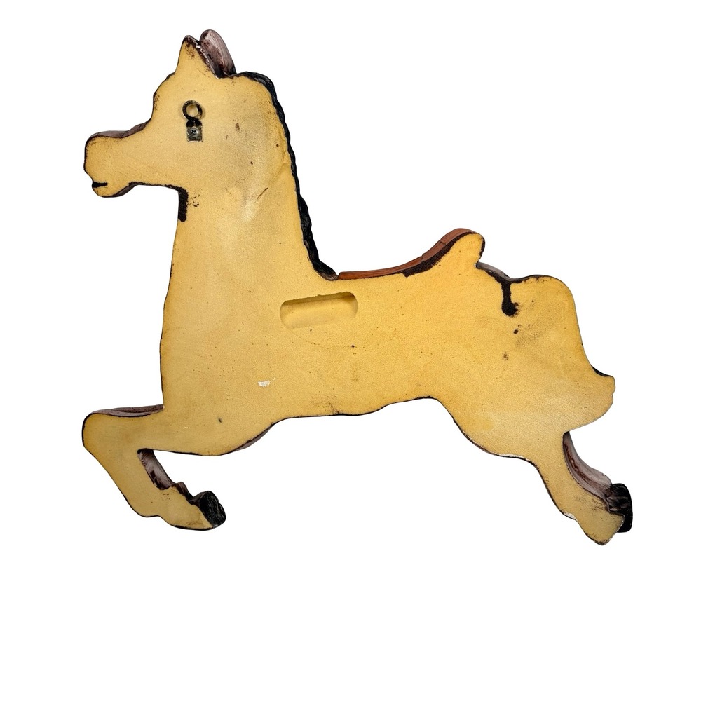 VTG Haunted Carousel Horse Wall Art - Spooky Dark Carnival Decor Eerie Folk Art - Picture 2 of 11